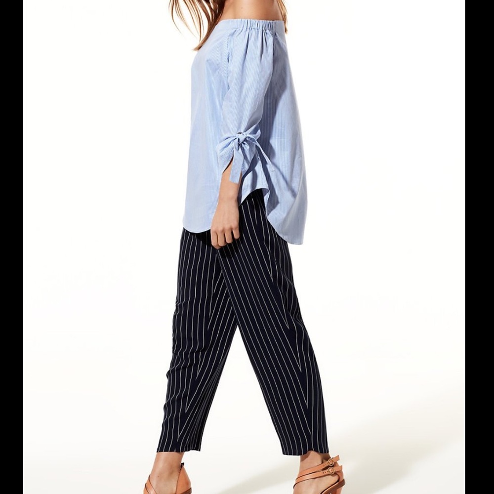 Aritzia Babaton Malik Off Shoulder Striped Blouse